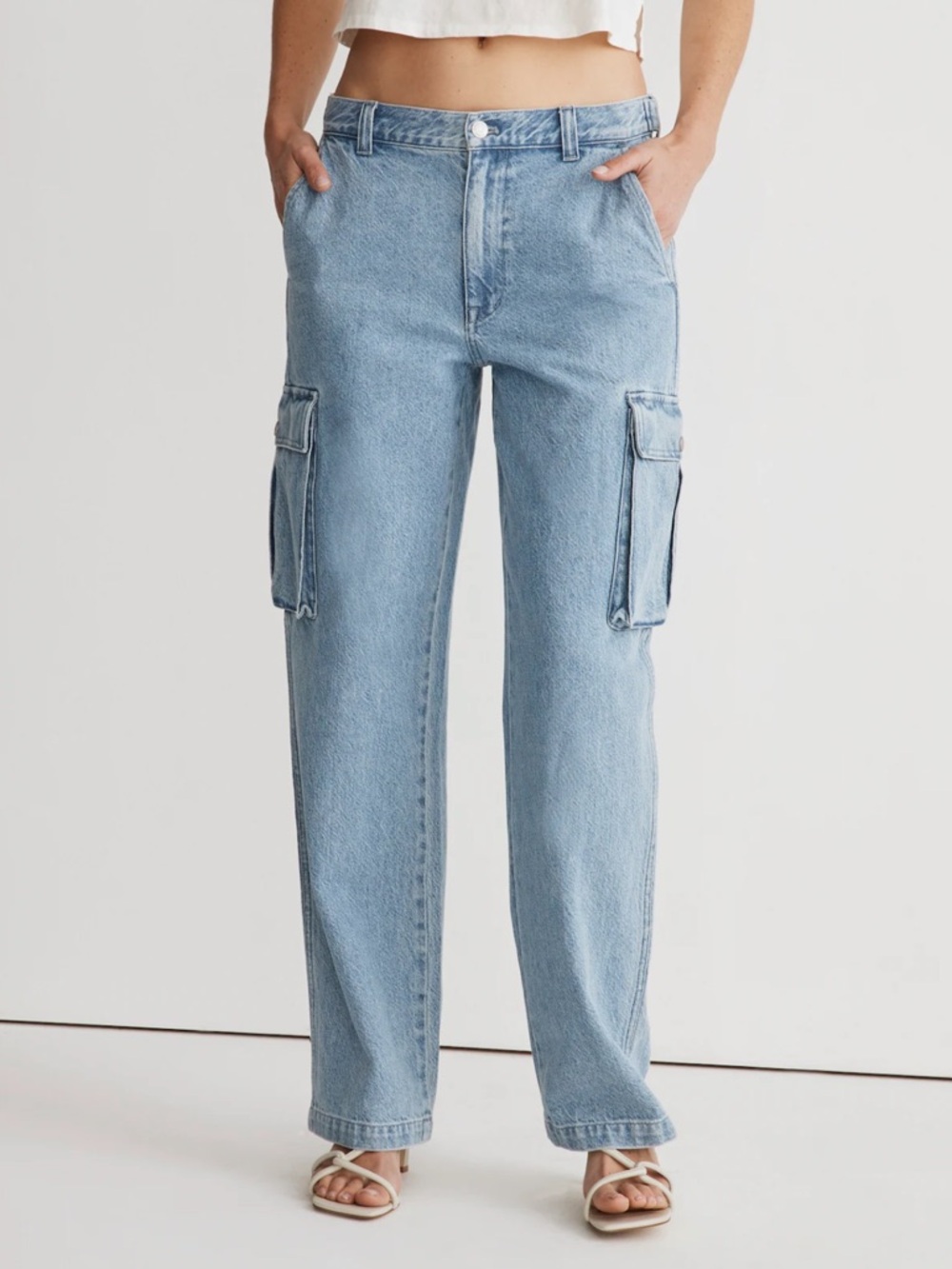Madewell Low Slung Cargo Jeans Size 28 Streetwear Casual Neutral Soft Minimalist